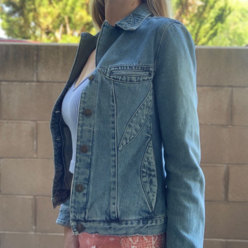 Mng Jeans Patchwork Jacket Size Small - image 5